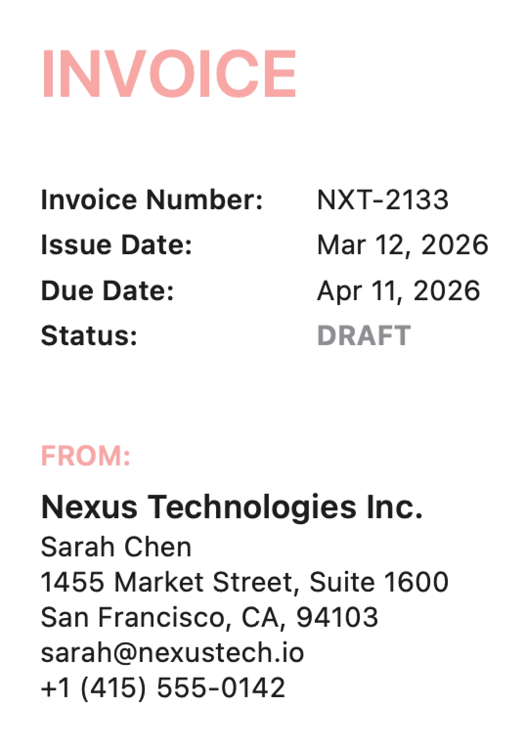 Invoiceur main window showing a list of invoices with status indicators and client names